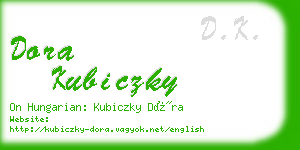 dora kubiczky business card